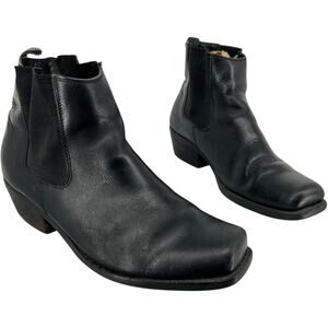 Vintage 80s Men's Black sz 10 D Ankle Chelsea Square Toe Western Leather Boots